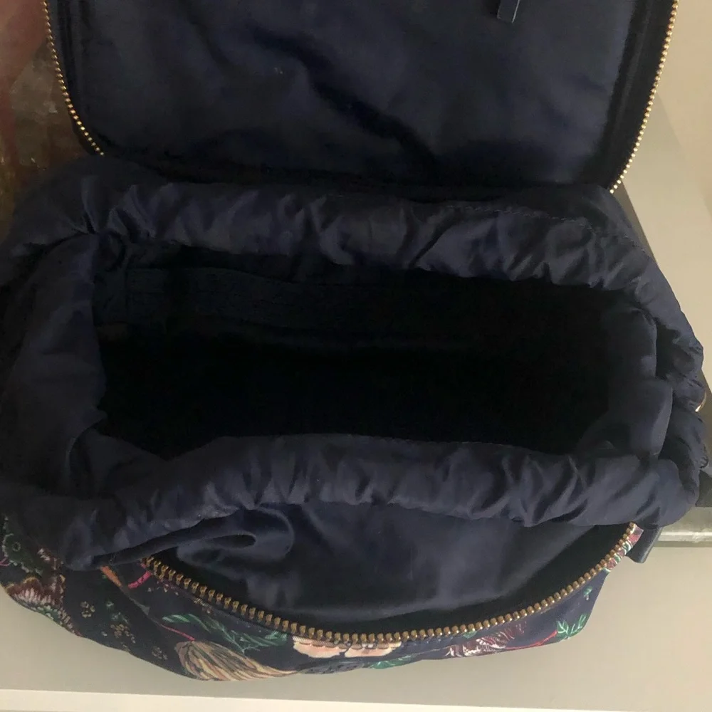 Tory Burch Blue Tilda printed nylon train case